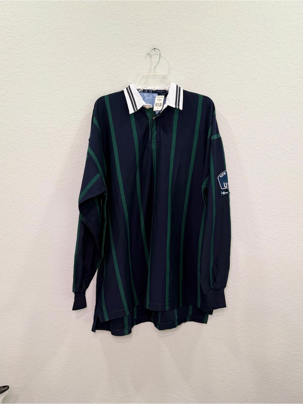 NEW J. Riggins New River Navy & Green Striped Rugby Shirt - XL